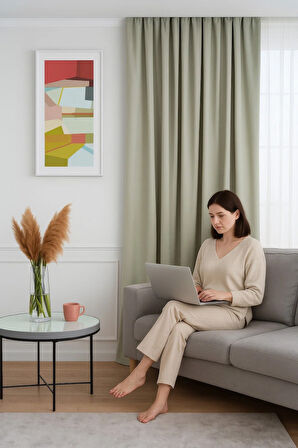 KADİFE Dokulu Ada Fon Perde Salon Yatak Odası