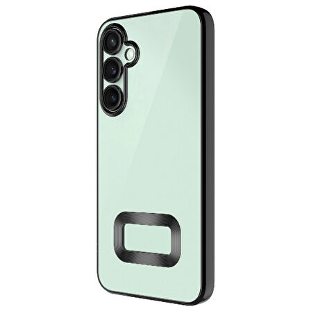 Galaxy A56 Uyumlu Kenarları Parlak ve Logo Detaylı Şık Esnek Silikon Kapak RCV/Omega