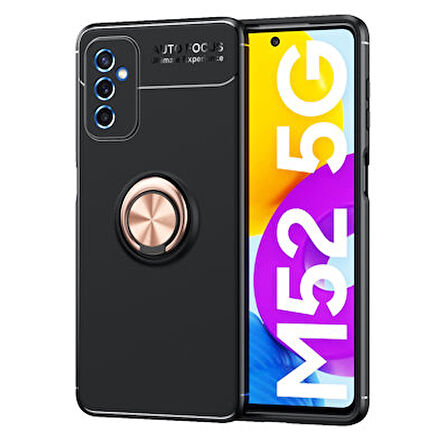 Samsung Galaxy M52 Kılıf Yüzüklü Şık Premium Silikon Kapak RCV/Ravel