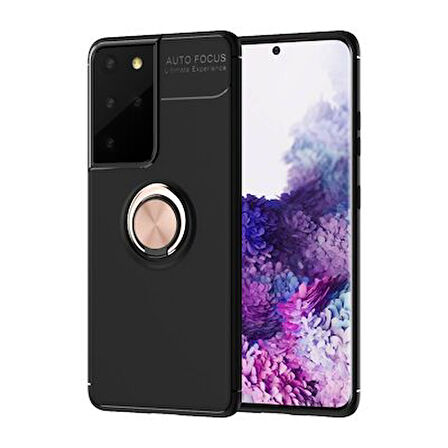 Samsung Galaxy S21 Ultra Kılıf Yüzüklü Şık Premium Silikon Kapak RCV/Ravel