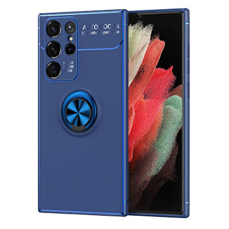 Samsung Galaxy S22 Ultra Kılıf Yüzüklü Şık Premium Silikon Kapak RCV/Ravel