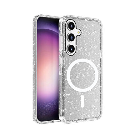 Samsung Galaxy S25 Kılıf Şeffaf Yapılı ve Magsafe Özellikli Sert Premium Silikon Kapak RCV/Allstar