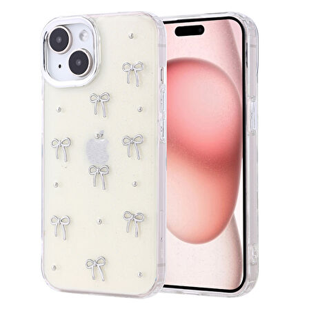 iPhone 15 Kılıf Şeffaf Yapılı Sert Mini 3D Figürlü Şık Silikon Kapak RCV/Kutup