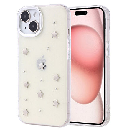 iPhone 15 Kılıf Şeffaf Yapılı Sert Mini 3D Figürlü Şık Silikon Kapak RCV/Kutup