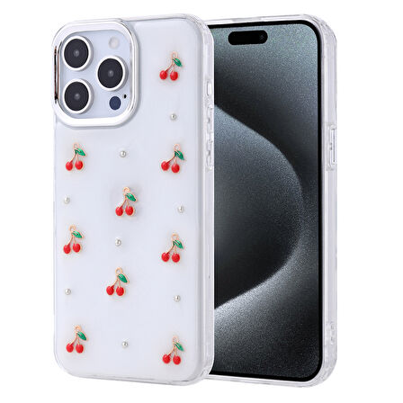 iPhone 15 Pro Max Kılıf Şeffaf Yapılı Sert Mini 3D Figürlü Şık Silikon Kapak RCV/Kutup