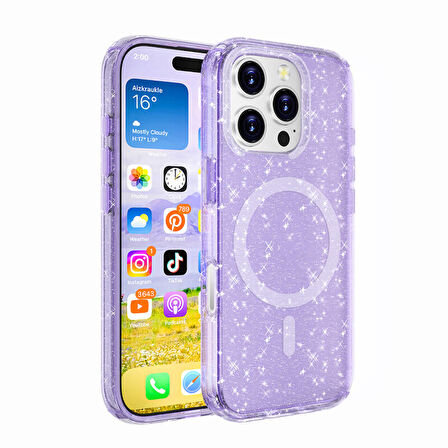 iPhone 16 Pro Max Kılıf Şeffaf Yapılı ve Magsafe Özellikli Sert Premium Silikon Kapak RCV/Allstar