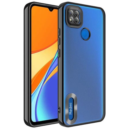 Redmi 10A Uyumlu Kenarları Parlak ve Logo Detaylı Şık Esnek Silikon Kapak RCV/Omega