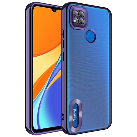 Redmi 9C Uyumlu Kenarları Parlak ve Logo Detaylı Şık Esnek Silikon Kapak RCV/Omega