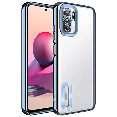 Redmi Note 10 Uyumlu Kenarları Parlak ve Logo Detaylı Şık Esnek Silikon Kapak RCV/Omega