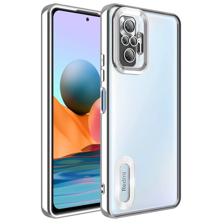 Redmi Note 10 Pro Uyumlu Kenarları Parlak ve Logo Detaylı Şık Esnek Silikon Kapak RCV/Omega