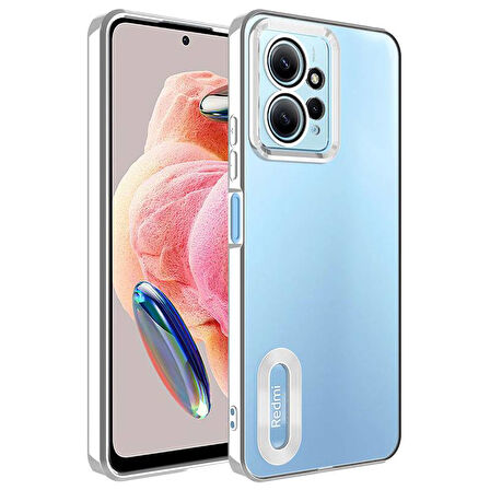 Redmi Note 12 4G Uyumlu Kenarları Parlak ve Logo Detaylı Şık Esnek Silikon Kapak RCV/Omega