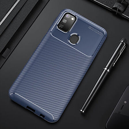 Samsung Galaxy M30S Kılıf Karekarbon Desenli Şık ve Dayanıklı Torvex Premium Silikon Kapak