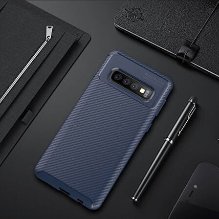 Samsung Galaxy S10 Kılıf Karekarbon Desenli Şık ve Dayanıklı Torvex Premium Silikon Kapak