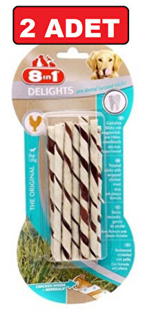 8in1 delights pro dental twisted sticks tavuklu burgu çubuğu 2 adet 10lu 55gr