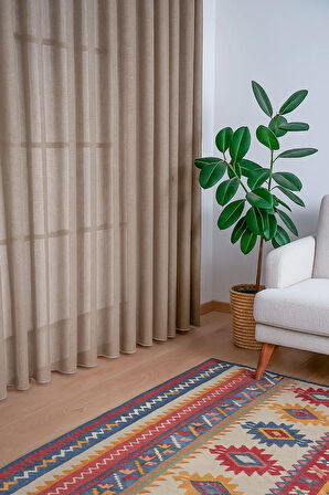 Keten İçeren Tül Perde Doğal Natural Ütü istemez  Salon Oturma Odası Yatak Odası Antre