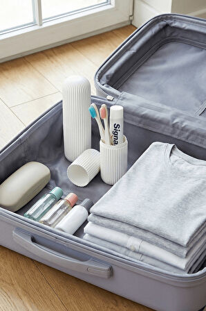 Beyaz - Seyahat Tipi Diş Fırçası, Makyaj Malzemesi Saklama Kabı, Çok Amaçlı Aksesuar Organizeri