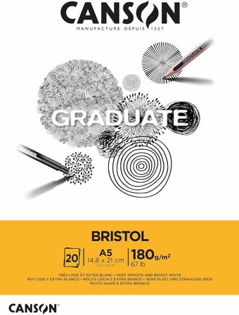 Graduate - C400110382 Bristol Block, DIN A5, 20 yaprak, 180 g/m²