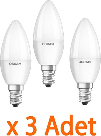 OSRAM LED Mum Ampul E14, 7,5W ile 60W Aydınlatma, 806 Lümen, 4000K Günışığı, 11,5 cm, 3 Adet
