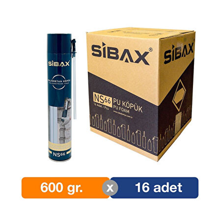 Sibax NS66 Poliüretan Dolgu Köpüğü - Montaj Köpük 600 gr. - 16'lı Paket