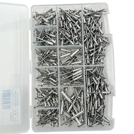 Toko Hobi-4 Alüminyum Pop Perçin Seti 411 Parça 13 Çeşit Organizer Takım Çantalı