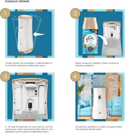 Glade Otomatik Sprey Cihazı &amp; Yedek Okyanus Ferahlığı Sprey 269 mL