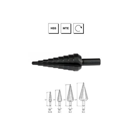 MTE Makina Takım 4-39 mm HSS MTE Normu Kademeli Sac Delme Matkabı - B00314010539
