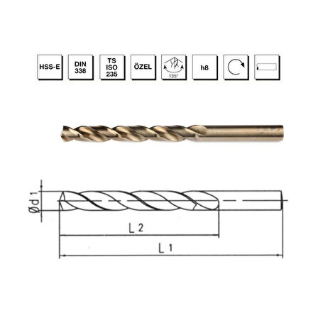 MTE Makina Takım 4.2 mm HSS-E DIN 338 Silindirik Saplı Matkap Ucu Altın Seri - B00005000420