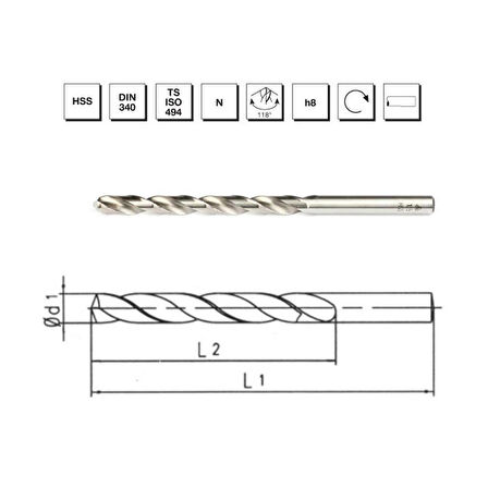 MTE Makina Takım 4 mm HSS DIN 340 Silindirik Saplı Uzun Matkap Ucu - B00007200400