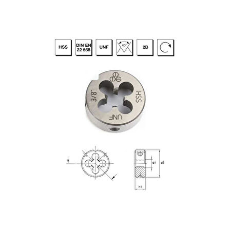MTE Makina Takım 3/4"x16 HSS DIN EN 22 568 USA İnce Vidalı Pafta Lokması - UNF - B00110071905