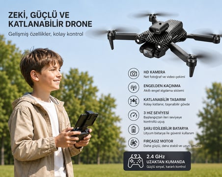 A13 Katlanabilir Kameralı Drone – Engelden Kaçınma Sensörü, Optik Akış, 3 Hız Modu, Telefon Tutuculu Kumanda