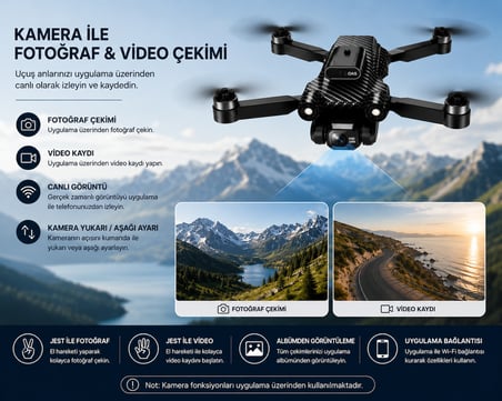 A13 Katlanabilir Kameralı Drone – Engelden Kaçınma Sensörü, Optik Akış, 3 Hız Modu, Telefon Tutuculu Kumanda