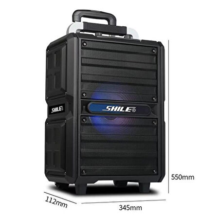 Shile SL-2017 50 Watt Taşınabilir Seyyar Aktif Amfi Hoparlör Kablosuz EL + Yaka Mikrofonlu USB+SD+BT Kumandalı