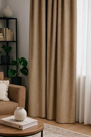 Dekoratif Şık %5 Simli Natural Yumuşak Dökümlü Fon Perde Salon Oturma Odası Yatak Odası Antre