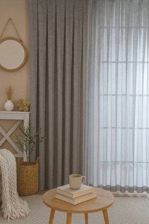Modern Doğal Kumlama Efektli Kalın Tül Perde Salon Oturma Odası Yatak Odası Antre