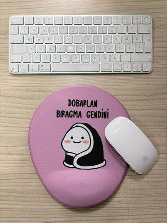 Dobarlan Bıragma Gendini Baskılı Bilek Destekli OVAL Mouse Pad (sarı)