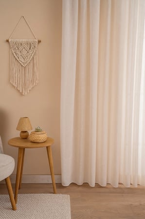 Premium Natural Keten Dokulu Soft Dökümlü Pileli Tül Perde Salon Oturma Odası Yatak Odası Çocuk Odası
