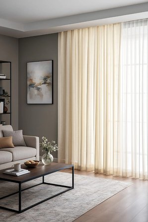 Estetik Modern Flamlı Dokulu Pileli Tül Perde Salon Oturma Odası Yatak Odası Çocuk Odası