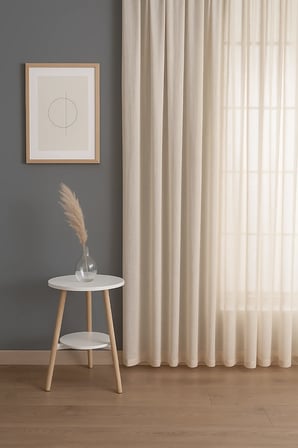 Estetik Modern Flamlı Dokulu Pileli Tül Perde Salon Oturma Odası Yatak Odası Çocuk Odası