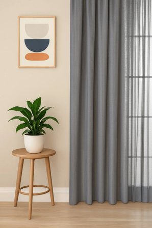 Estetik Modern Flamlı Dokulu Pileli Tül Perde Salon Oturma Odası Yatak Odası Çocuk Odası