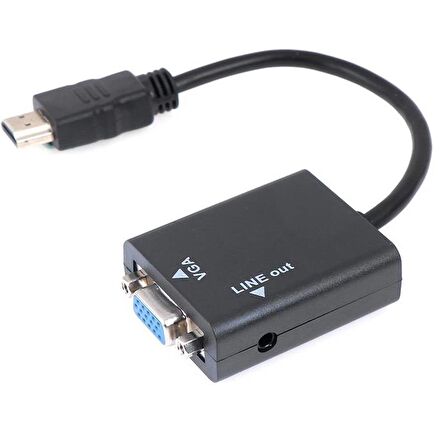 Hdmi To Vga Ses Destekli Monitör Dönüştürücü Kablo Çevirici Adaptör