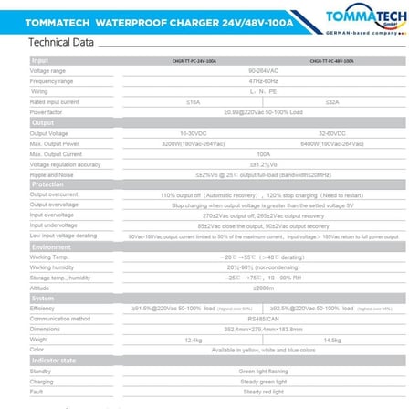 TommaTech Batarya Şarj Ünitesi Mobil 48V-100A