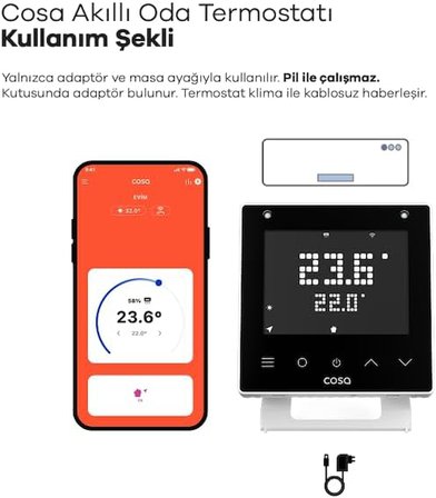 Akıllı Klima Kontrolü v5, Wi-Fi Bağlantılı Oda Termostatı, Mobil Uygulama Kontrollü
