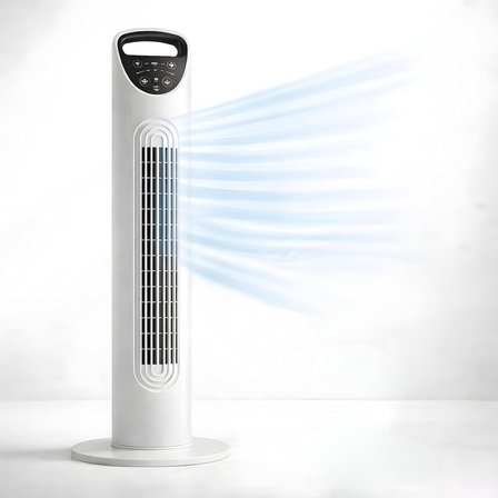 Kule Tipi Vantilatör, Uzaktan Kumandalı, 3 Kademeli Hız Ayarı, 7.5 Saat Zamanlayıcı, Salınımlı Sessiz Fan, 45W, Ev Ofis Yatak Odası İçin