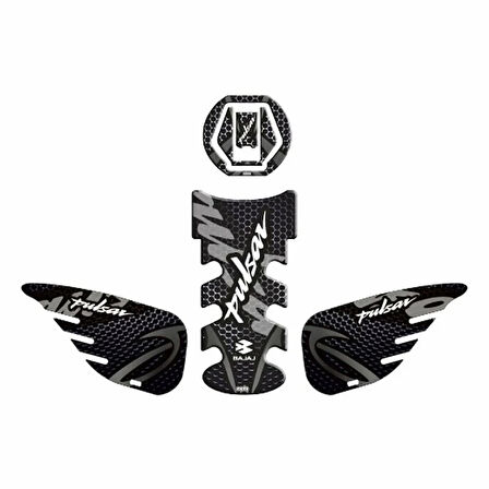 Gogo Tank Pad Seti 005 Bajaj Pulsar Siyah Gri Beyaz 2014-2024