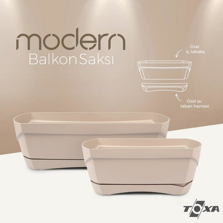 Modern Balkon Saksı (Kahve, 5 Litre)