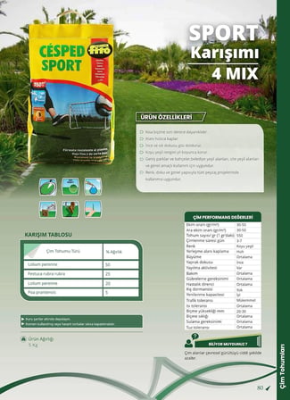 Sport Karışımı 4 Mix Çim Tohumu 5 KG Parklar Bahçeler Spor Alanları için