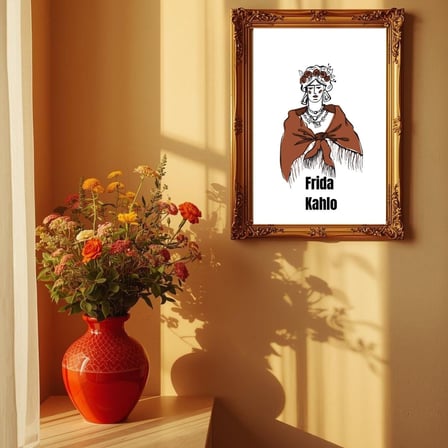Besay Frida Kahlo Tarzı Kadın Figürlü Duvar Poster-Modern Sanat Estetik Dekoratif A2 Çerçevesiz