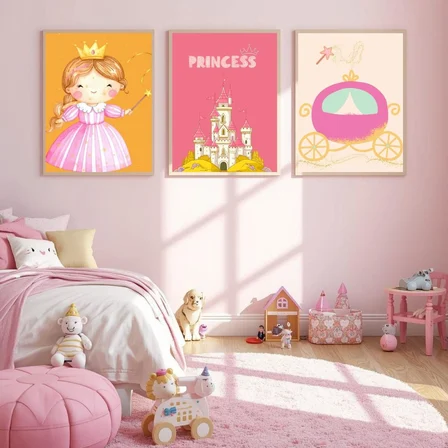 Besay Prensesin Sihri Çocuk Odası Posteri–Dekoratif 3lü Set A3 Çerçevesiz
