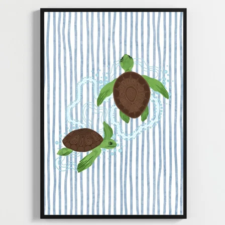 Besay Tiny Turtles:Sevimli Kaplumbağalar Çocuk Odası Posteri–Dekoratif 3lü Set A3 Çerçevesiz