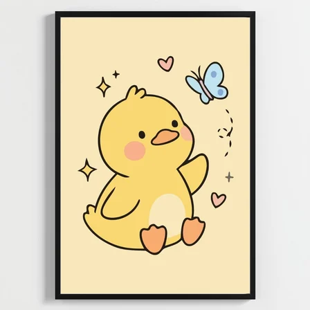 Besay Pofuduk Ördek Yavrusu Çocuk Odası Posteri–Dekoratif 3lü Set A4 Çerçevesiz